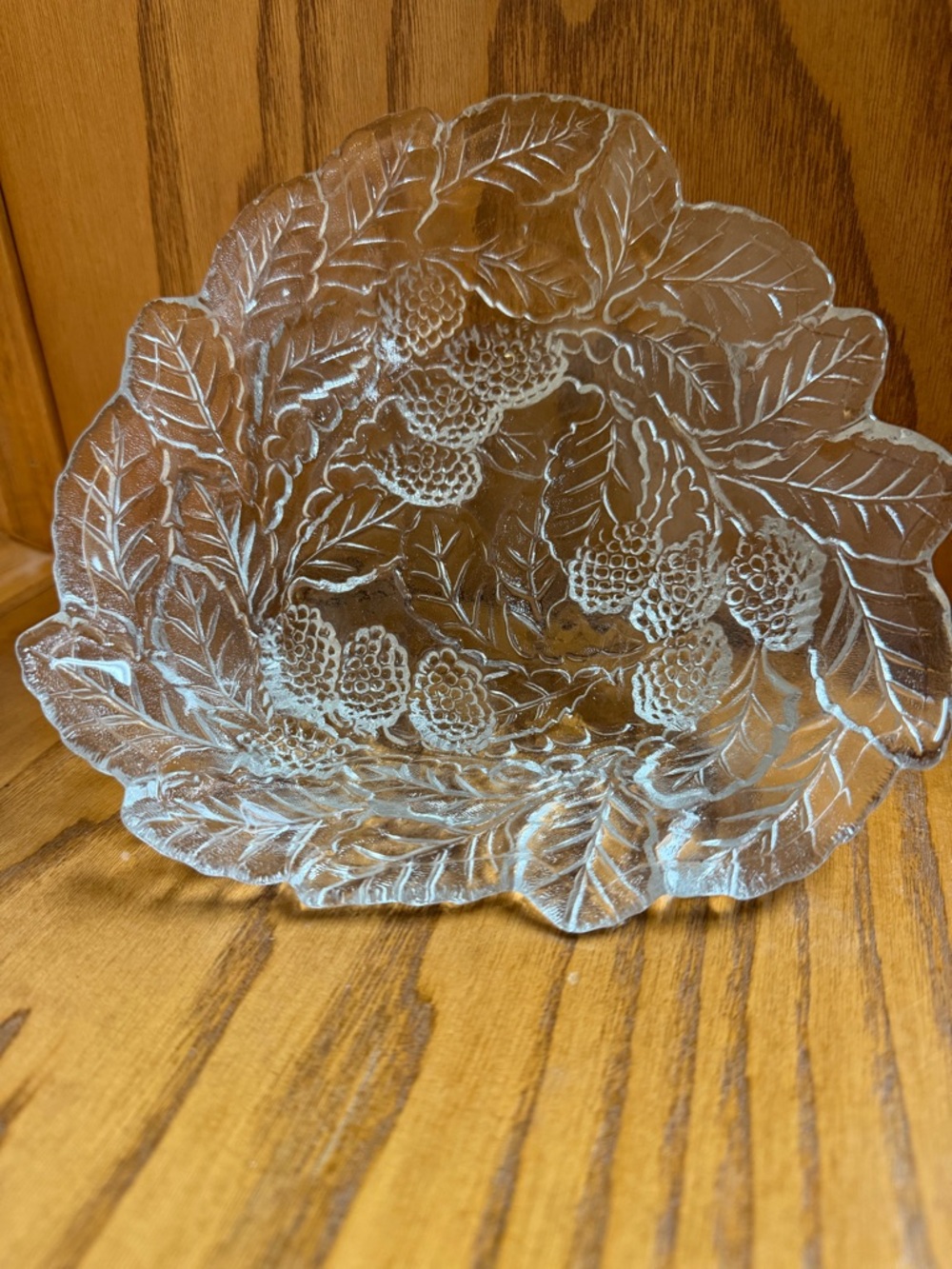 Antique Indiana Glass Loganberry Bowl Leaf & Berry Decorative Bowl Pressed Glass